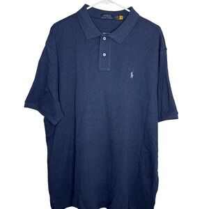 POLO RALPH LAUREN Men's Navy Preppy Polo Shirt Cotton Short Sleeve Logo Size XL